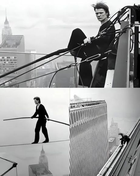 المشي على حبل فولاذي بين البرجين بنيويورك